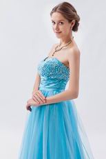 Modest Sweetheart Deep Sky Blue Evening Dress 2014