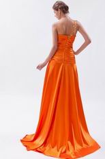 New Sun Orange Split Skirt Evening Dress With Applique