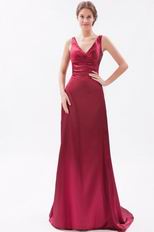 Pretty V-Neck Dropped Waist Cardinal Red Evening Dress