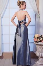 Discount Halter Silver Taffeta Formal Evening Party Dress