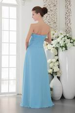 Strapless Floor-length Light Blue Chiffon Night Party Dress