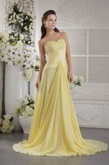 Corset Back Yellow Chiffon Evening Dress For Women