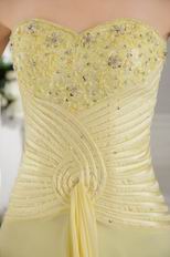 Corset Back Yellow Chiffon Evening Dress For Women