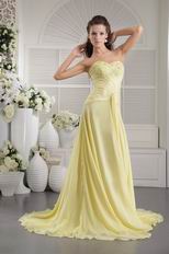 Corset Back Yellow Chiffon Evening Dress For Women