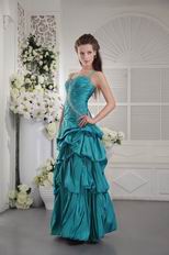 Princess Straps Floor-length Teal Evening Dress Zip Back