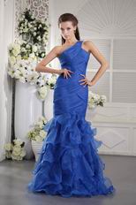 One Shoulder Mermaid Royal Blue Dresses For Evening