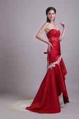 Wine Red Mermaid Fishtail Evening Dress With Lace Decorate