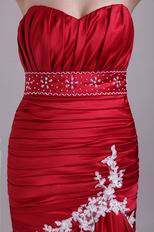 Wine Red Mermaid Fishtail Evening Dress With Lace Decorate