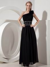 Floor Length Black Chiffon Dress For Formal Evening Wear