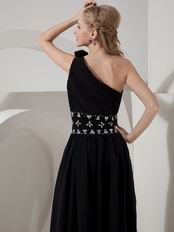 Floor Length Black Chiffon Dress For Formal Evening Wear