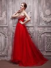 Long Skirt Red A-line Evening Dress Top Designer 2014