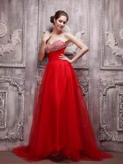 Long Skirt Red A-line Evening Dress Top Designer 2014