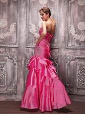 Hot Pink Sweet heart Layers Evening Dress With Beading