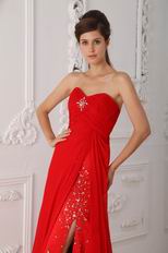 Dancing Floor Evening Dress With Scarlet Split Chiffon Skirt