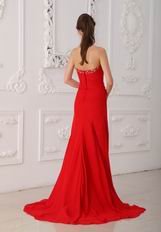 Dancing Floor Evening Dress With Scarlet Split Chiffon Skirt