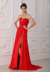 Dancing Floor Evening Dress With Scarlet Split Chiffon Skirt