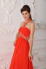 Halter Top 2014 Formal Evening Dress In Orange Red