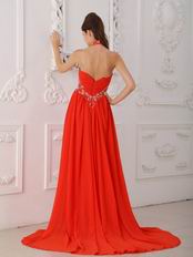 Halter Top 2014 Formal Evening Dress In Orange Red