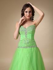 Fresh Spring Green Tulle Evening Dress Discount