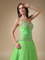 Fresh Spring Green Tulle Evening Dress Discount