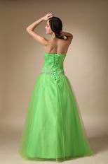 Fresh Spring Green Tulle Evening Dress Discount