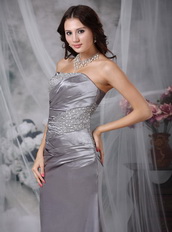 Elastic Wove Satin Grey Formal Evening Dress With Fishtail Night Club