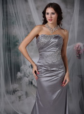 Elastic Wove Satin Grey Formal Evening Dress With Fishtail Night Club