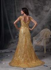 Golden Sequin V-neck Long Skirt With Split Night Club Dress Night Club