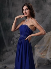 Royal Blue Chiffon Strapless Formal Dress With Beading Night Club