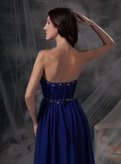 Royal Blue Chiffon Strapless Formal Dress With Beading Night Club