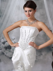 Beautiful Mermaid / Trumpet Strapless Court Train Satin Beading Wedding Dress Night Club