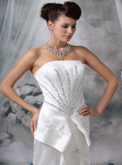 Beautiful Mermaid / Trumpet Strapless Court Train Satin Beading Wedding Dress Night Club