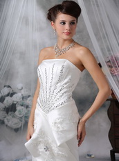 Beautiful Mermaid / Trumpet Strapless Court Train Satin Beading Wedding Dress Night Club