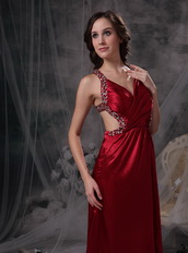 Empire V-neck Long Skirt Wine Red Evening Dress With Beading Night Club