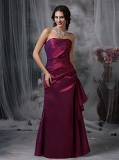 Amaranth Taffeta Column Floor-length Dress For Evening Wear Night Club