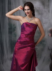 Amaranth Taffeta Column Floor-length Dress For Evening Wear Night Club