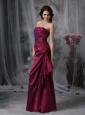 Amaranth Taffeta Column Floor-length Dress For Evening Wear Night Club