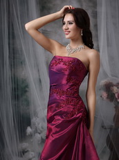 Amaranth Taffeta Column Floor-length Dress For Evening Wear Night Club