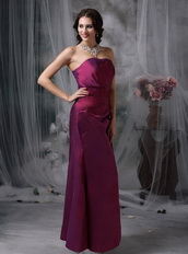 Amaranth Taffeta Column Floor-length Dress For Evening Wear Night Club