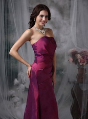 Amaranth Taffeta Column Floor-length Dress For Evening Wear Night Club