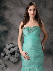 Turquoise Mermaid Corset Back Prom Dress Made By Net Night Club