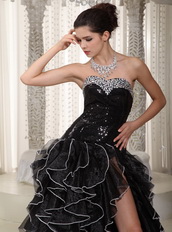 Black Empire Sweetheart Formal Evening Dress With Side Split Night Club