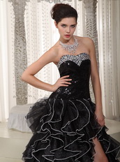 Black Empire Sweetheart Formal Evening Dress With Side Split Night Club