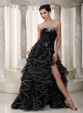 Black Empire Sweetheart Formal Evening Dress With Side Split Night Club