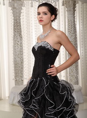 Black Empire Sweetheart Formal Evening Dress With Side Split Night Club