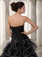 Black Empire Sweetheart Formal Evening Dress With Side Split Night Club