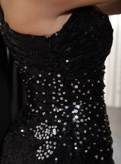 One Shoulder Black Sequin Evening Club Dress For Sexy Lady Night Club