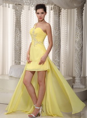 Yellow High-low Prom Dresses With Handmade Beaded For Girl Night Club