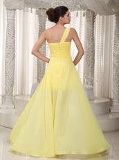 Yellow High-low Prom Dresses With Handmade Beaded For Girl Night Club