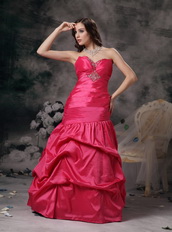 A-line Sweetheart Floor-length Taffeta Fuchsia Party Dress Night Club